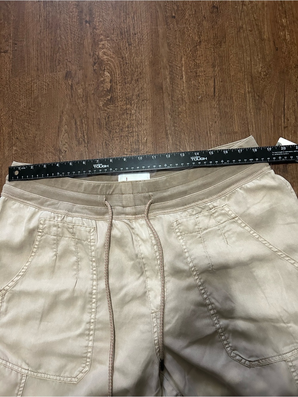 By Anthropologie Cargo Jogger Pants Women XL Beige Lyocell Utility Drawstring - Picture 7 of 7